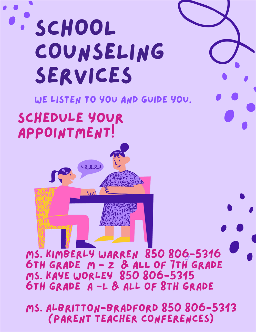 FPMS: School Counseling Services flyer